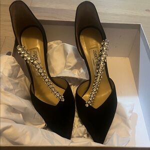 Jimmy Choo Black Heels with Crystal Embellishments